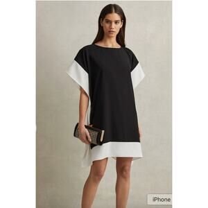Reiss Alani Colourblock Tunic Black Nude Size 6
